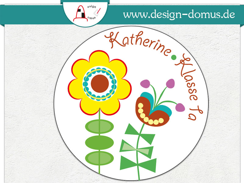 Namensticker ''Blumen'' (24 Stück, personalisiert)